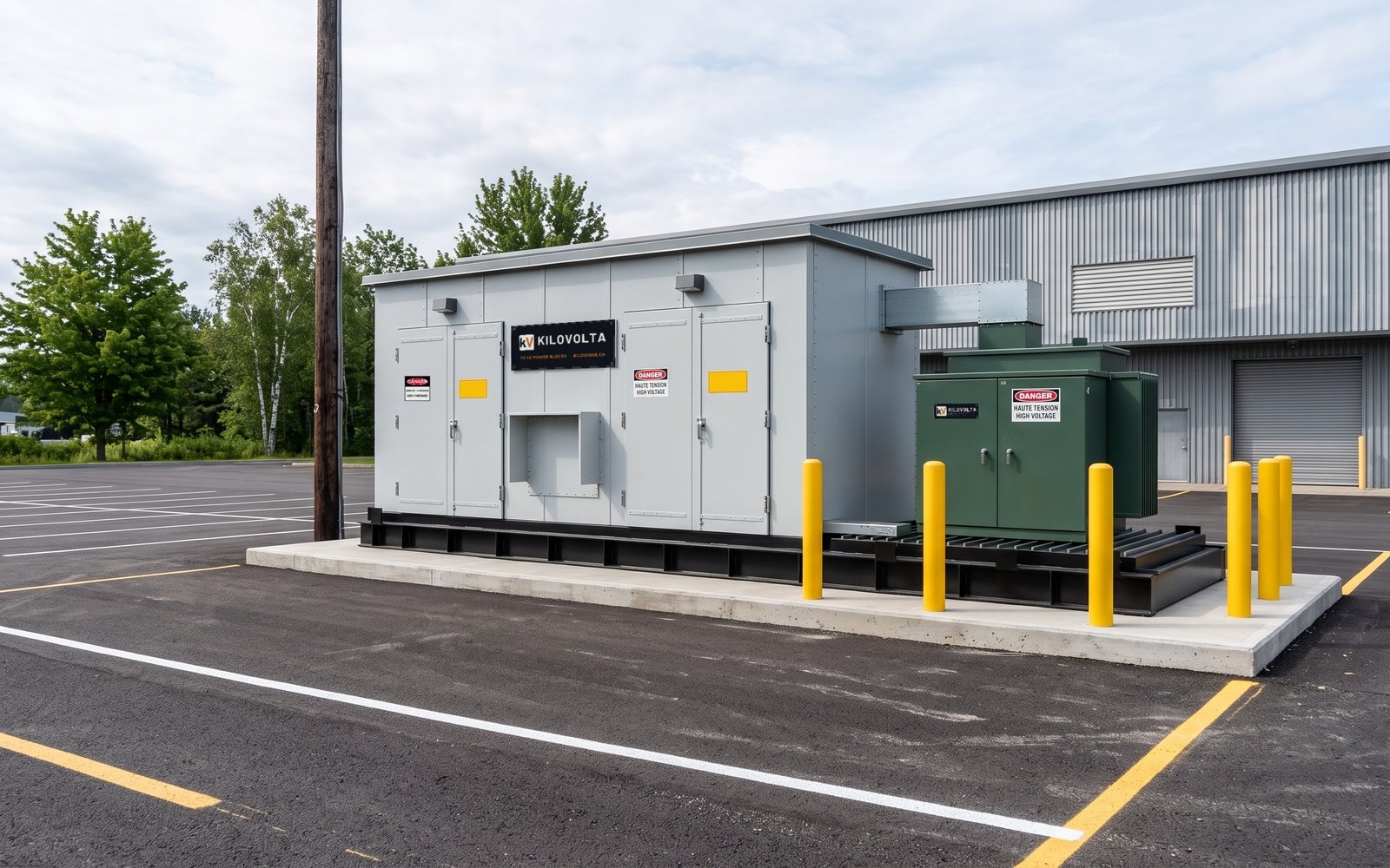 Kilovolta KV-1500 Power Block on a concrete pad at an industrial site